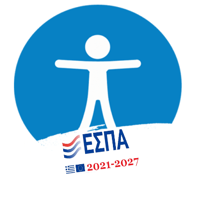 Λογότυπο μιας πρωτοβουλίας ή προγράμματος με τίτλο εσπα για άτομα με ειδικές ανάγκες, με τις ημερομηνίες 2021-2027, που απεικονίζει μια στυλιζαρισμένη ανθρώπινη φιγούρα.